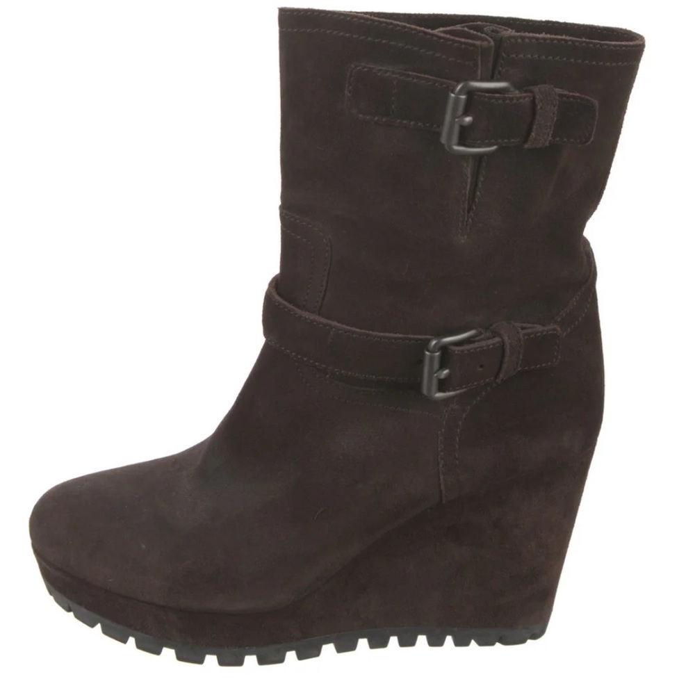 Prada brown suede wedge boot size 8